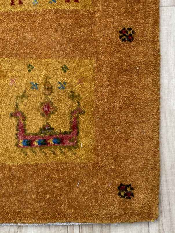 ギャッベ 玄関マットサイズ 72×50cm 手織り ブラウン (GD-0527)３