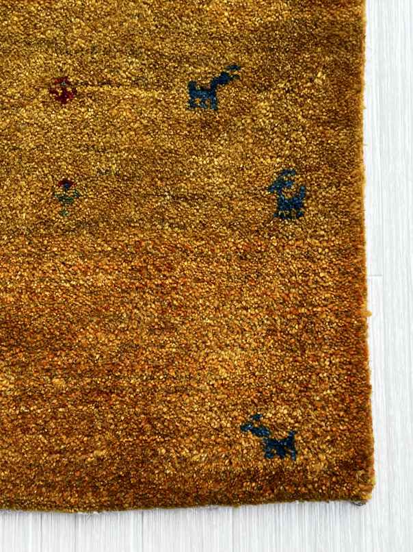 ギャッベ 玄関マットサイズ 60×42cm 手織り ブラウン (GD-0747)