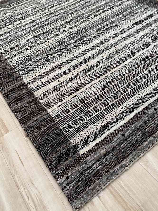 ギャッベ リビングサイズ 204×151cm 手織り グレー (GL-0156)