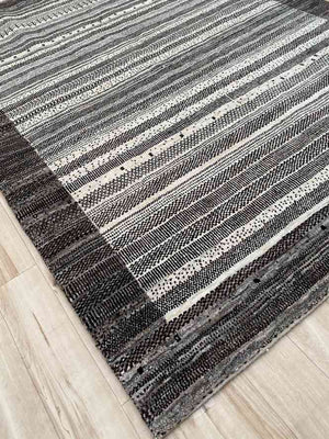 ギャッベ リビングサイズ 204×151cm 手織り グレー (GL-0156)