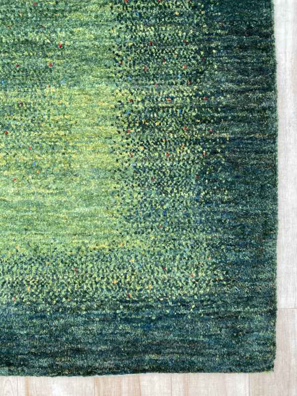 ギャッベ リビングサイズ 193×122cm 手織り 緑 (GL-0189)３