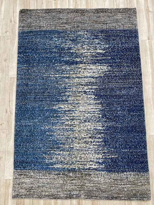 ギャッベ リビングサイズ 178×117cm 手織り 青 グレー (GL-0198)２