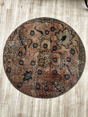 オーバーダイラグ  円形 直径100cm 手織り ブラウン グレー(OVR-0015)
