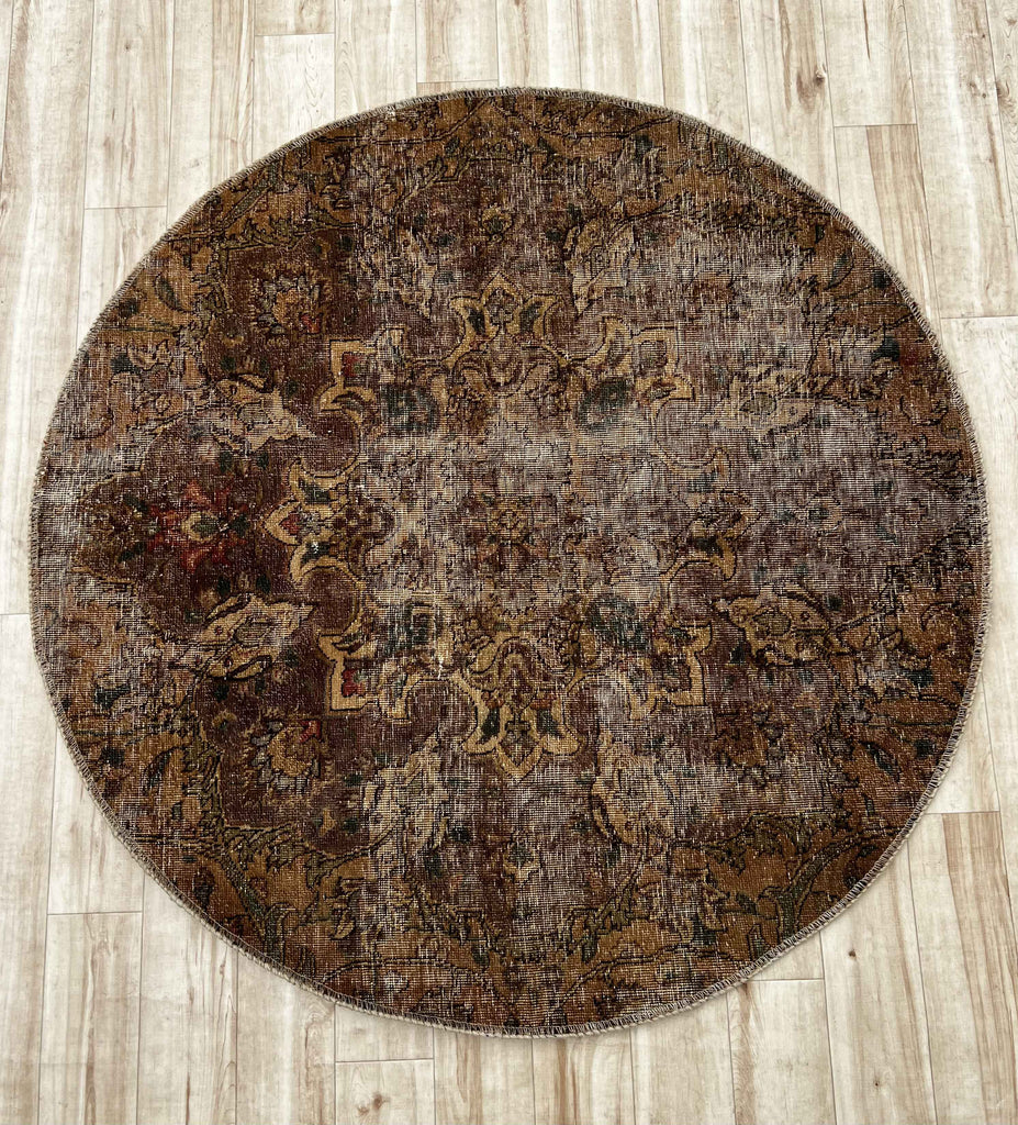 オーバーダイラグ  円形 直径121cm 手織り ブラウン(OVR-0019)