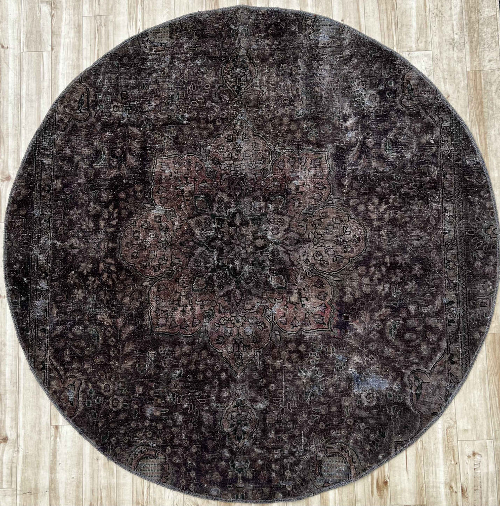 オーバーダイラグ  円形 直径172cm 手織り グレー (OVR-0022)