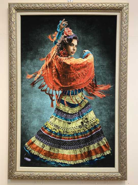 ペルシャ絵画絨毯 [絨毯]56×89cm [額込]70×102cm 手織り 人物 (PPC-0014)