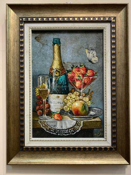 ⭐️SALE⭐️イタリアベニス、ペルシャ絨毯絵画絨毯手織り ペルシャ絵画絨毯 [絨毯]65×45cm [額込]88×68cm 手織り 猫 (PPC