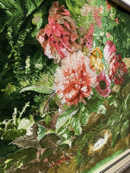 ペルシャ絵画絨毯 [絨毯]52×55cm [額込]75×77cm 手織り (PPC-0034)6